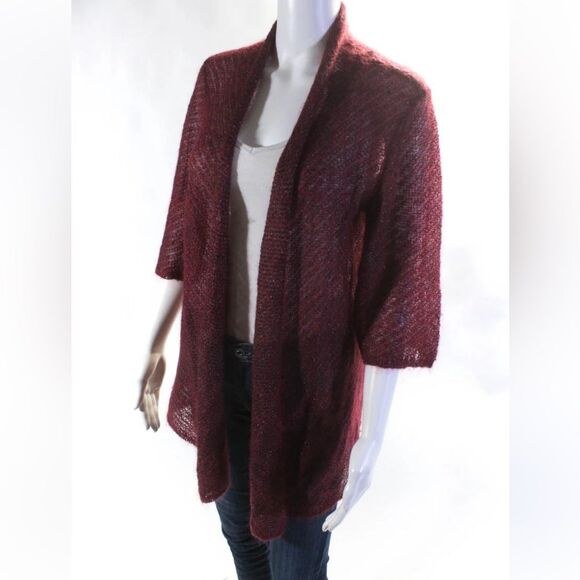 Eileen Fisher open front, lightweight, mohair/wool blend cardigan. - Picture 5 of 10
